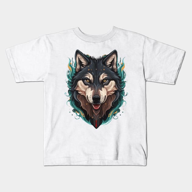 Black Wolf Kids T-Shirt by Noshiyn